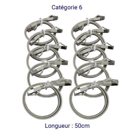 Cordons RJ45 plats Cat 6 FTP 50cm