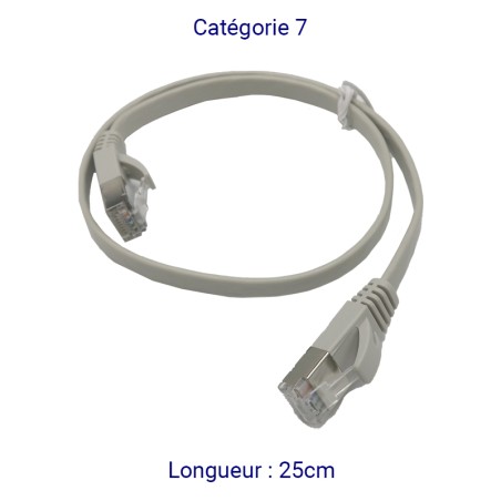 Cordons RJ45 plats Cat 7 FTP 25cm