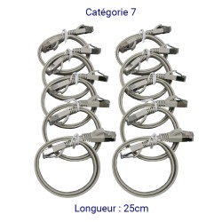 Cordons RJ45 plats Cat 7 FTP 25cm - OLTRIX Lot de 10 pcs