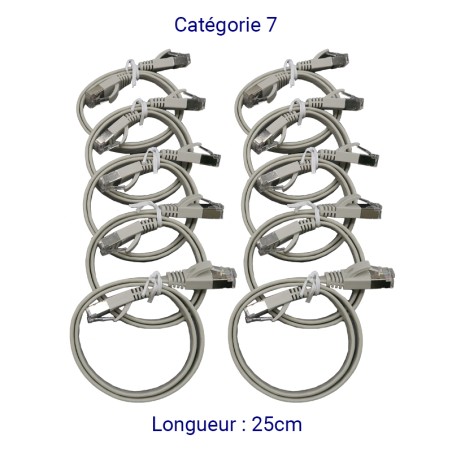 Cordons RJ45 plats Cat 7 FTP 25cm