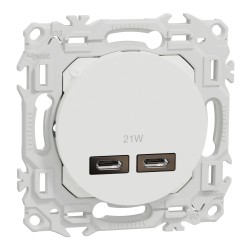 Odace Chargeur double USB type C+C 21W - S920401