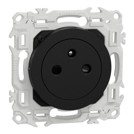 Odace prise affleurante bornes automatiques 2P+T Noir Onyx