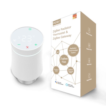 Tête thermostatique ZigBee MOES ZTRV-BY-100WH