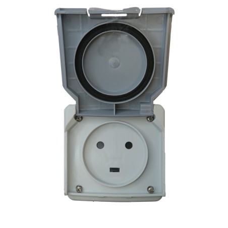 Prise de courant Plexo 20A 2P+T étanche IP55 complet saillie Gris