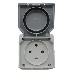 Plexo Prise de courant saillie 3P+T Gris - 091656