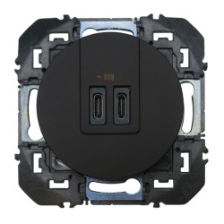 Dooxie Chargeur double USB type C+C 15W Noir - 600545