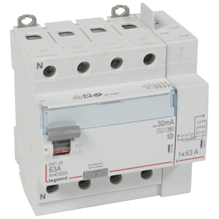 Interrupteur différentiel DX³-ID arrivée haute à vis et départ haut automatique
