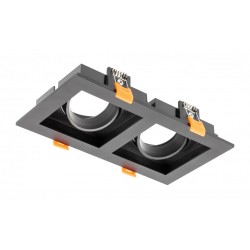 Spot encastrable carré double noir orientable IP20 Rubio
