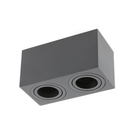 Spot plafonnier orientable Aveiro carré double noir GU10