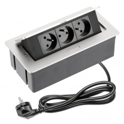 Bloc multiprises bureau encastrable 3 prises Alu