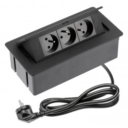 Bloc multiprises bureau encastrable 3 prises Noir