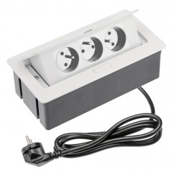 Bloc multiprises bureau encastrable 3 prises Blanc