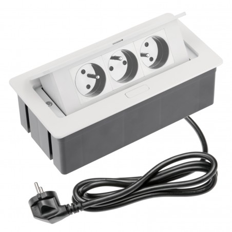 Bloc multiprises bureau encastrable 3 prises Blanc