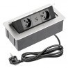 Bloc multiprises bureau encastrable 2 prises + chargeur USB-A+C Alu