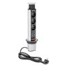 Bloc multiprises escamotable 3 prises + chargeur USB Blanc