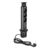 Bloc multiprises escamotable 3 prises + chargeur USB Noir
