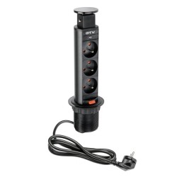 Bloc multiprises escamotable verticale 60mm 3 prises Noir