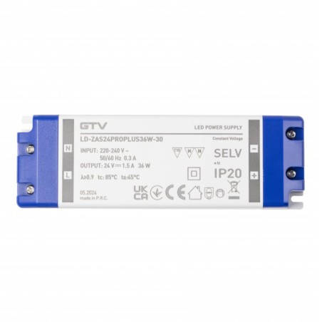 Transformateur LED - Driver 36W 24V DC - GTV