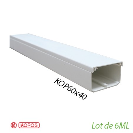 LOT de 6 mètres Goulottes électriques Kopos 60x40mm
