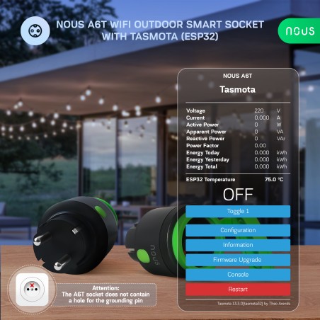 Prise Connecté extérieur WIFI TASMOTA 16A version Schuko