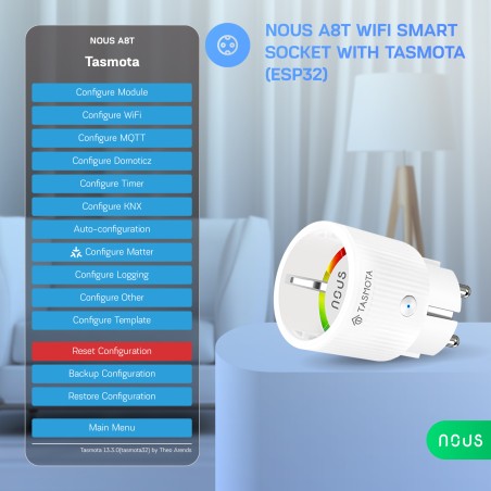 Prise Connecté WIFI TASMOTA 10A pré-installé