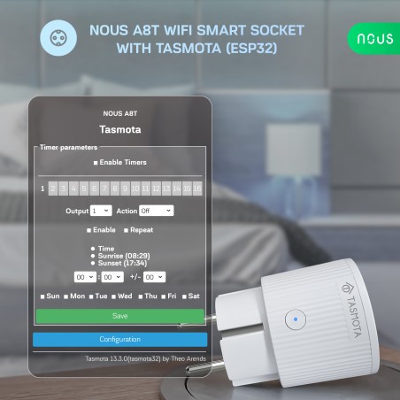 Prise Connecté WIFI TASMOTA 10A pré-installé