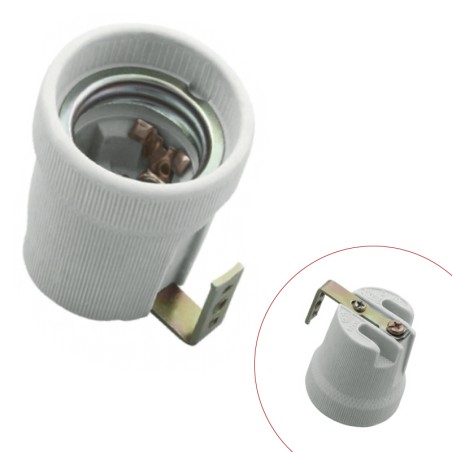 Douille céramique E27 250V 100W max avec support