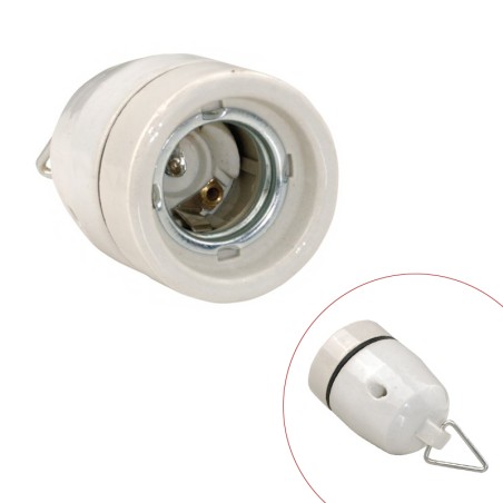 Douille céramique E27 250V 100W max avec anneau