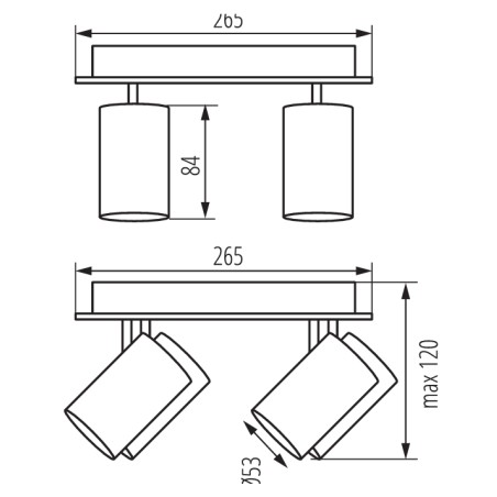 Plafonnier à spot quadruple GTV VENETO carré Blanc GU10