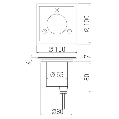 Spot de sol encastrable carré GU10 10W Max ALFA-K Inox - GTV ON-ALFAKGU10-06-MINI