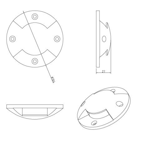 Couvercle spot de sol bidirectionnel ALFA-O Inox - GTV ON-ALFAO-C2W