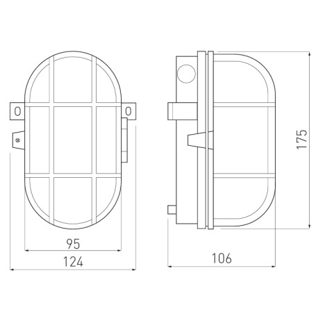 Hublot ovale en verre avec grillage E27 40W Max Noir - GTV OS-KAY060-10