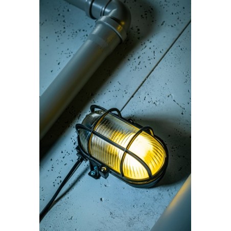 Hublot ovale en verre avec grillage E27 40W Max Noir - GTV OS-KAY060-10