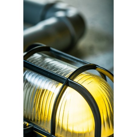 Hublot ovale en verre avec grillage E27 40W Max Noir - GTV OS-KAY060-10