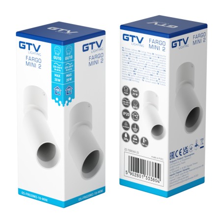 Plafonnier à spot GU10 simple rond FARGO MINI Blanc - GTV OS-FRG20W2-10-MINI