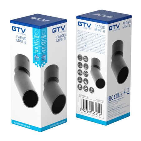 Plafonnier à spot GU10 simple rond FARGO MINI Noir - GTV OS-FRG20W2-00-MINI