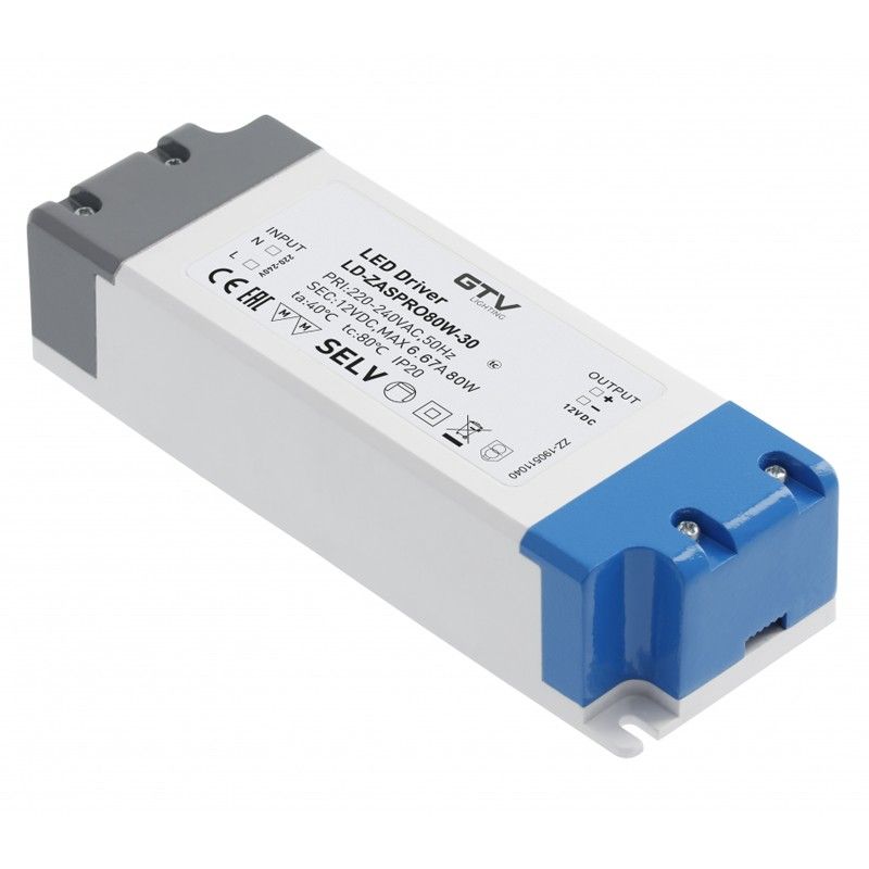 Transformateur LED - Driver 80W 12V DC - GTV