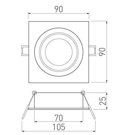 Spot Morena Carré simple Alu Orientable 90x90mm - GTV OP-OPRKW1-80