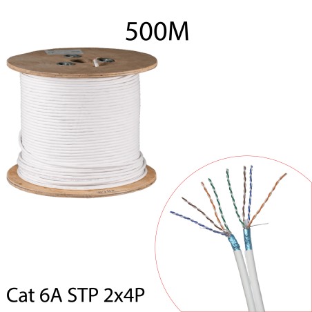 Câble réseaux RJ CAT6A STP 2x4P Touret de 500M
