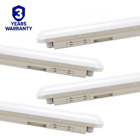 Lot de 4 réglette LED étanche Limea connect IP65 120cm 50W 4000K 7700lm