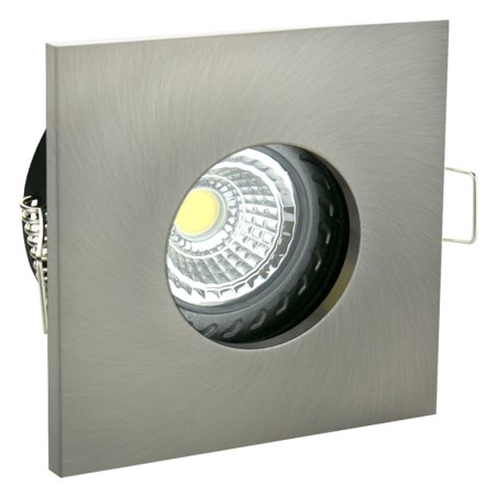 Spot encastrable étanche salle de bains IP65 GU10 carré Acier brossé - Spectrum SLIP001008