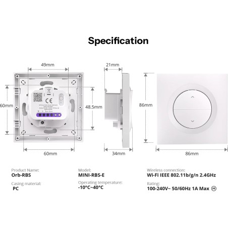 Interrupteur pour volets roulants  MINI-RBS-E