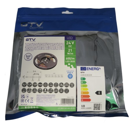 Ruban LED Flash 10mm 6500K 24V 15,6W/m IP20 5 mètres GTV - GTV LD-2835-24V-600-20-ZB