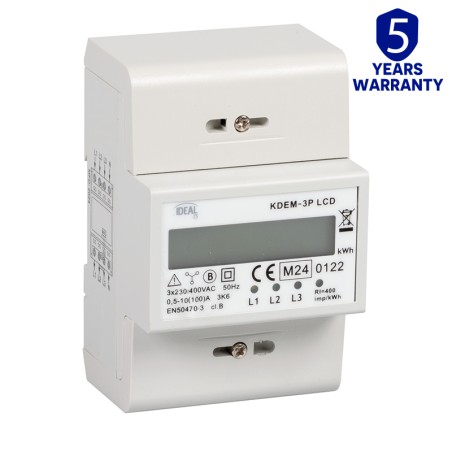 Compteur triphasé 100A certifié MID à affichage LCD