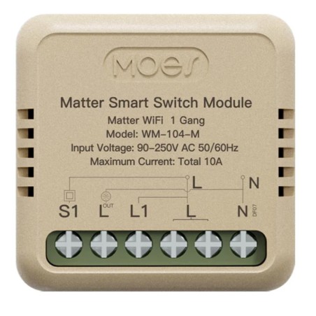 Micromodule commutateur Wifi/Matter MOES MWM-104-M