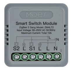 Micromodule ON/OFF ZigBee 3.0 2 canaux MOES ZM-104B-M-LT