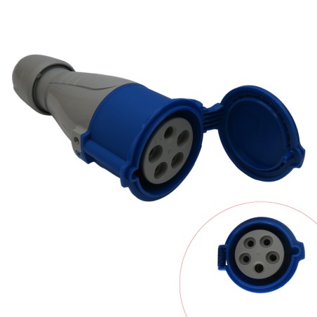 Fiche tétrapolaire femelle 32A 3P+N+T 250V - 5 broches IP44