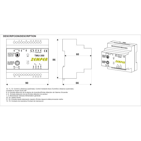 Télécommande blocs secours Bi-fonctions - ZEMPER TMU300