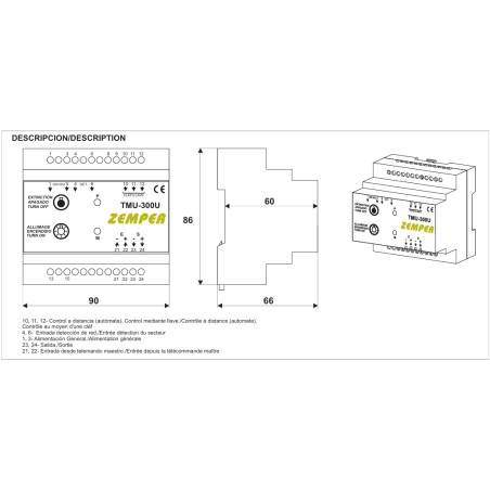 Télécommande blocs BAES multi-marques - ZEMPER TMU300U