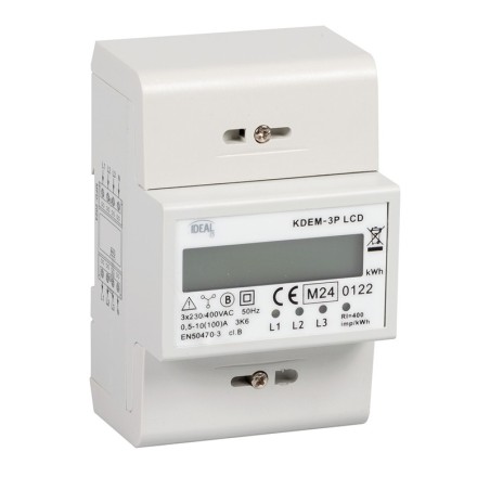 Compteur triphasé 100A certifié MID à affichage LCD